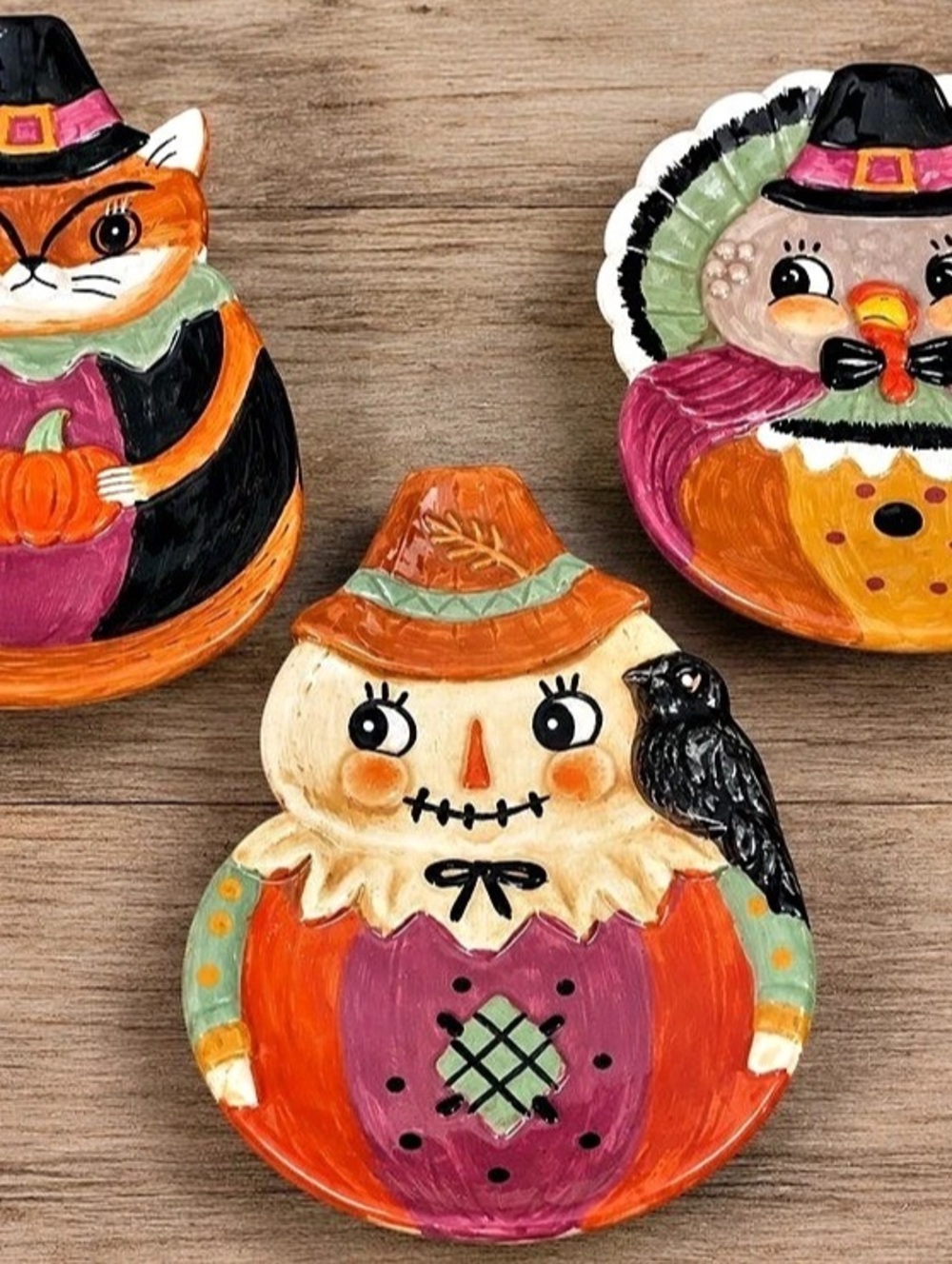 Johanna Parker Harvest Critter Shaped Plates set of 3 40